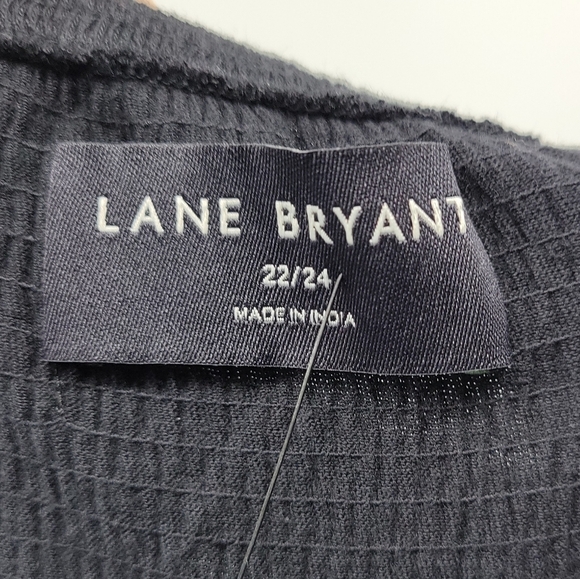 Lane Bryant Womens Black Relaxed Crop Cap-Sleeve Square-Neck Top Size 22/24 - Picture 9 of 11